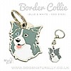 Deluxe Border Collie Tag or Keyring (Blue with different colour eyes)